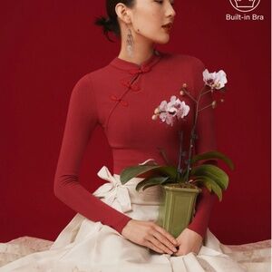 NWT LIMITED EDITION! OGL Mandarin collar, red, long-sleeve, SOFT. NEVER WORN!